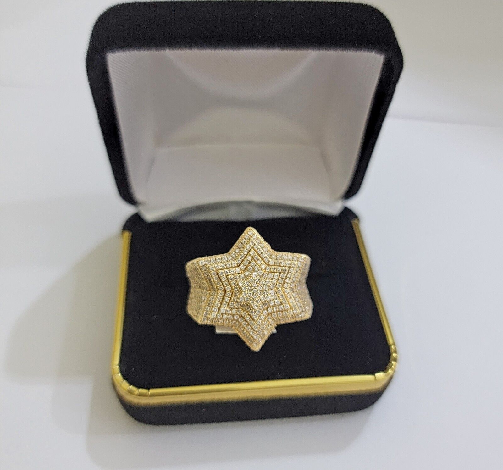 Real 10k gold Diamond Mens Ring Star Layer Band 2 CT Natural Diamond Yellow Gold - GoldenlinQ